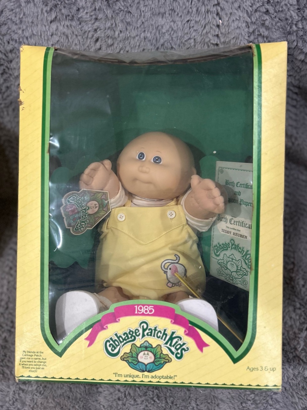Cabbage Patch Kids Doll Original 1985 in Yellow Outfit NIB